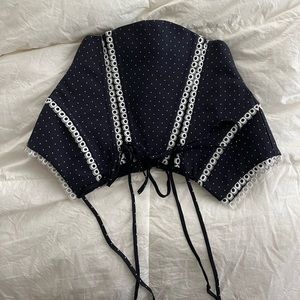 Acler navy and white polka dot lace trim corset